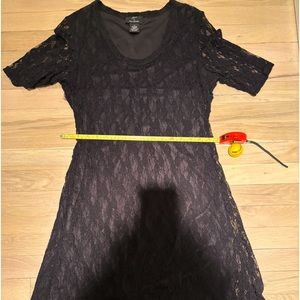 Black Lace Short-Sleeve Dress
